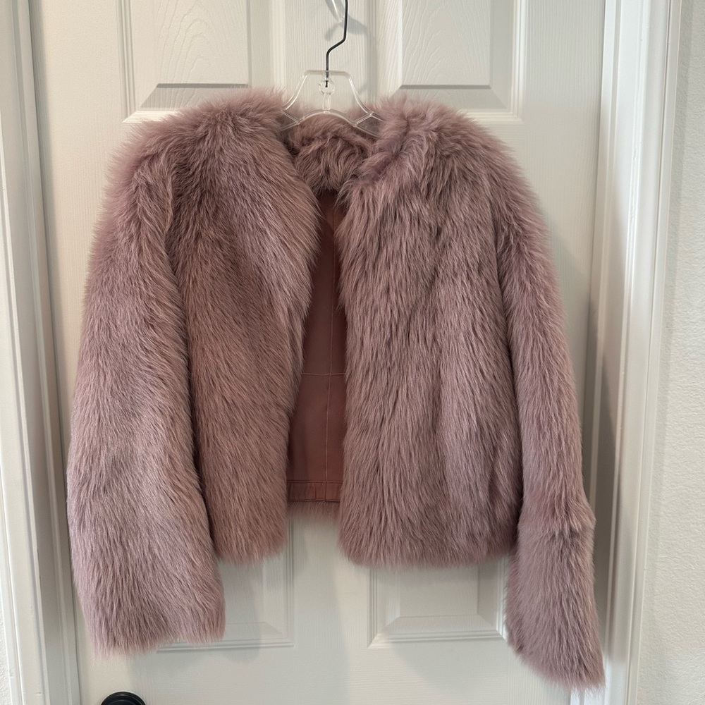Vince jacket, pockets, Lamb Shearling, mauve, size XS